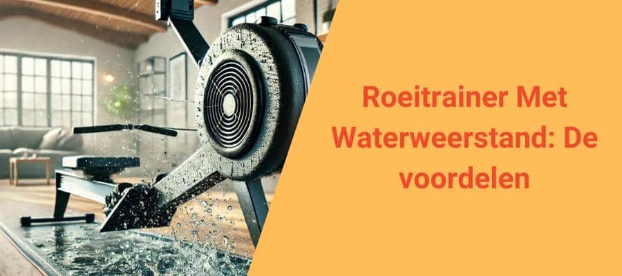 Een indicatieve afbeelding van een roeitrainer in een bak met water om het effect van een waterweerstand roeitrainer te tonen.